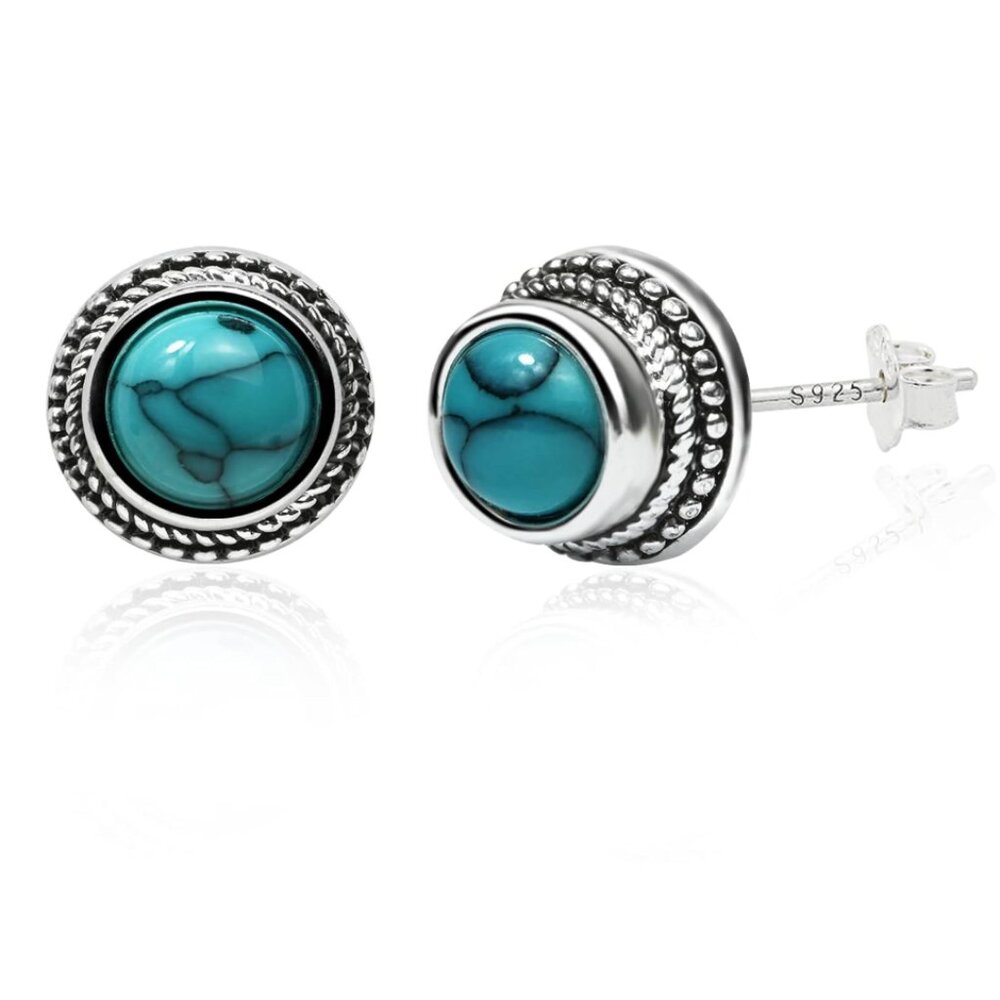 Round 8mm Turquoise Earrings